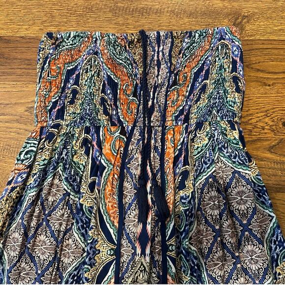 Midnight Sky Women's Strapless Boho Maxi Sun Dress Size Large Retro Style - Picture 3 of 9